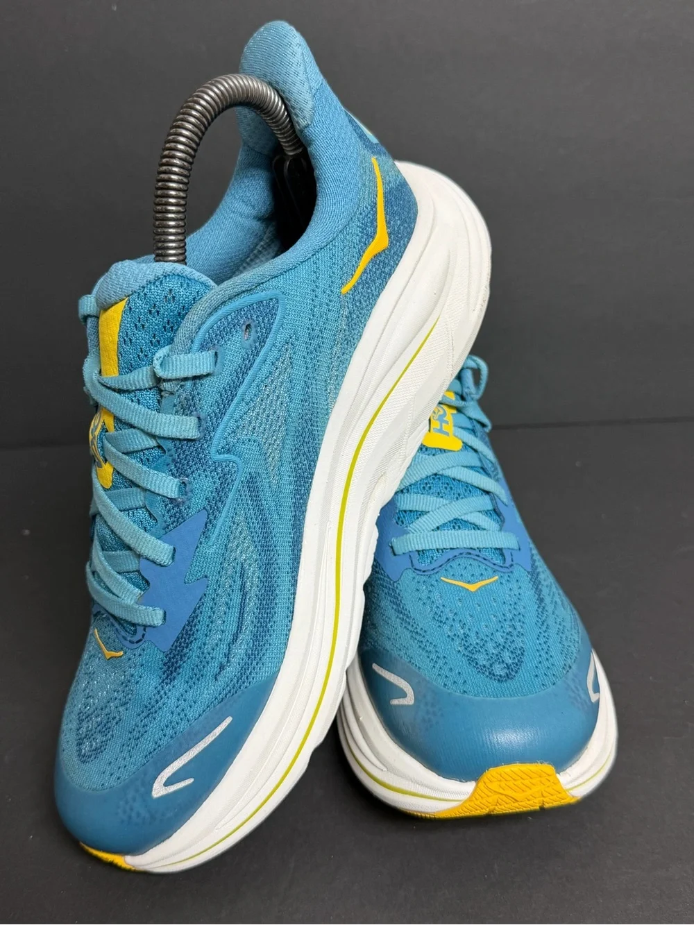 Hoka Clifton 10 Big Kids Running Shoes Blue Yellow 1168860 ALF Size 5Y Women 6.5